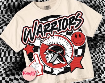 Retro Pop Mascot-Warrior PNG - School Spirit - Red