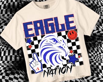 Retro Grunge -  Mascot-EAGLES PNG - School Spirit - Blue Red