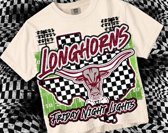 Retro Friday Night Lights -  Mascot-LONGHORNS PNG - School Spirit - Maroon