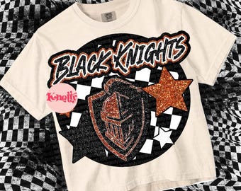 Cute Preppy Glitter- PNG File - Knights  - Mascots Orange