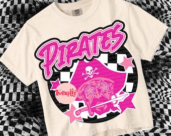Retro Pink Preppy Mascot-PIRATES- PNG School Spirit