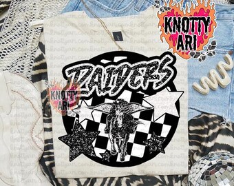Cute Retro Preppy Glitter - PNG File - Raiders - Mascots - Gold