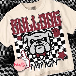 Retro Grunge -  Mascot-BULLDOGS PNG - School Spirit - Maroon