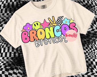 Retro Pop Colorful Mascot Sticker - Broncos PNG - School Spirit