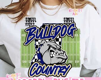Retro Friday Night Lights -  Mascot-Bulldogs Football PNG - School Spirit - Navy Gold - Mississippi