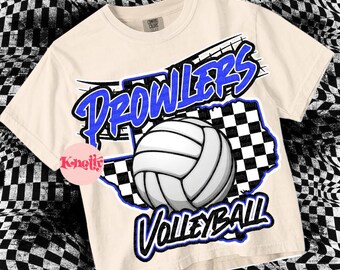 Retro Pop Volleyball Mascot- Prowlers - Mascots-Blue and White