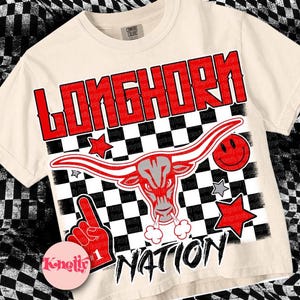 Retro Grunge -  Mascot-LONGHORNS PNG - School Spirit - RED