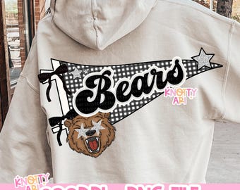 Cute Coquette Bears Team Pennant Design - Bears PNG- School Spirit