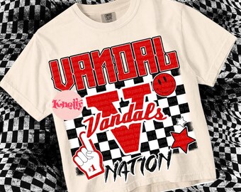 Retro Grunge Mascot Sticker - VANDAL NATION PNG - School Spirit - Red