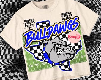 Retro -  Mascot-BULLDAWGS Football PNG - School Spirit - Royal Blue Black