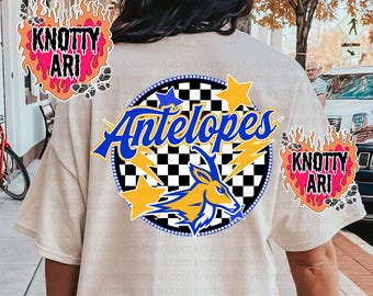 Cute Preppy Retro - PNG File - Antelopes - Mascots - School Spirit - Ready to Print