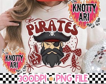 Cute Coquette Preppy PIRATES PNG-Mascot- PNG - School Spirit - Maroon Black