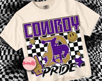 Cute Preppy Glitter- PNG File - COWBOYS - Mascots Purple Old Gold