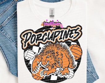 Cute Preppy - png File - ORANGE porcupines Volleyball- Mascots
