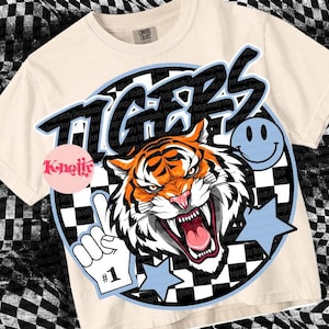 Retro Mascot -Tigers PNG - School Spirit - Baby Blue