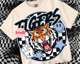 Retro Mascot -Tigers PNG - School Spirit - Baby Blue