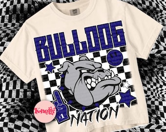 Retro Grunge -  Mascot-Bulldogs PNG - School Spirit - Navy