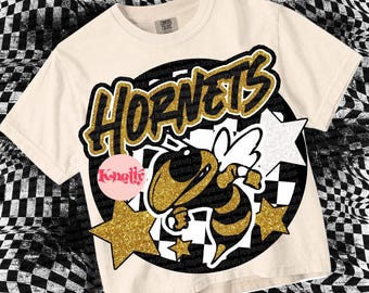 Retro Pop Glitter -  Mascot-Hornets PNG - School Spirit