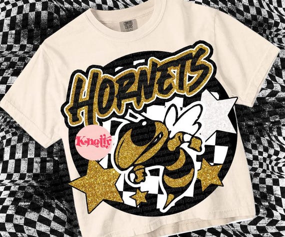 Retro Pop Glitter Mascot-hornets PNG School Spirit
