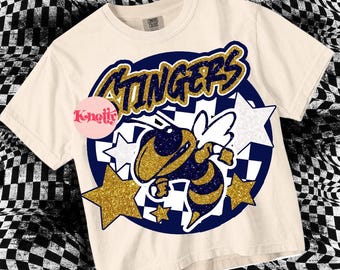 Cute Preppy Glitter- PNG File - STINGERS - Mascots Navy