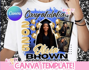Class of 2025 Graduation Shirt Design – Customizable Canva Template - 8 Different Variations