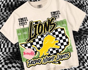 Retro Pop Friday Night Lights Mascot- LION NATION - Mascots-Black Yellow
