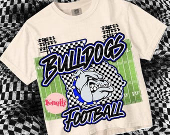 Retro -  Mascot-Bulldogs Football PNG - School Spirit - Royal Blue Black Georgia Football