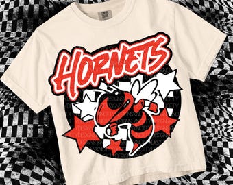 Retro Pop -  Mascot-Hornets SVG & PNG - School Spirit - red black