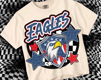 Retro Pop Glitter EAGLES Colorful Mascot-Eagles PNG