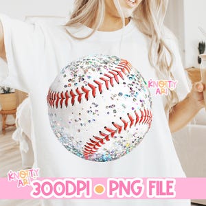 BASEBALL PNG Glitter Iridescent-  Game day baseball- Baseball mama Baseball girly Baseball mom png  Sports png Preppy Baseball Design