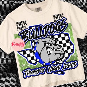 Retro Thursday Night Lights -  Mascot-Bulldogs Football PNG - School Spirit - Royal Blue Black