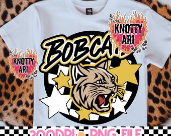 Retro  - Bobcats PNG - School Spirit - Red Black