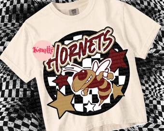 Retro Pop -  Mascot-Hornets  PNG - School Spirit - Maroon Gold