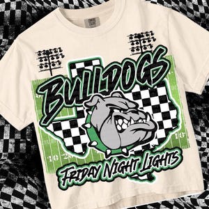 Retro Friday Night Lights - Mascotte de Bulldogs de football PNG - Esprit d&#39;école - Vert noir