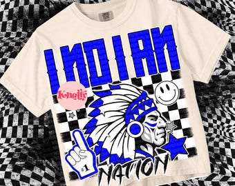 Retro Grunge -  Mascot-INDIAN NATION PNG - School Spirit - Blue