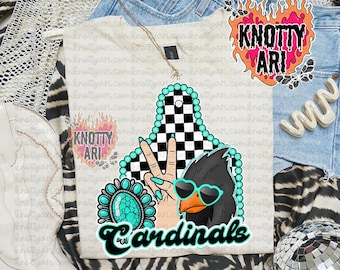 Cute Western Turquoise CARDINALS- Mascot PNG School Spirit - Western mama - Sports mama - Cardinal Spirt shirt file