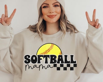 Retro Mom- SOFTBALL MAMA-  Shirt PNG