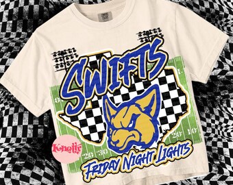 Retro Friday Night Lights -  Mascot-Swifts PNG - School Spirit - Blue Yellow