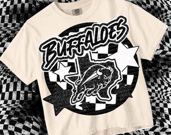 Retro Groovy Glitter Mascot- BUFFALOES PNG
