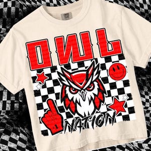 Retro Grunge Mascot- OWLS NATION PNG - School Spirit - Red