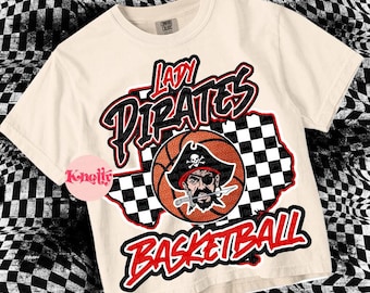 Retro Grunge Preppy Lady PIRATE Basketball -Mascot- PNG - School Spirit
