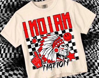 Retro Grunge -  Mascot-INDIAN NATION PNG - School Spirit - Red
