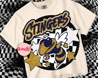 Cute Preppy Glitter- PNG File - STINGERS - Mascots Navy