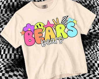 Retro Pop Colorful Sticker - Mascot-BEARS PNG - School Spirit