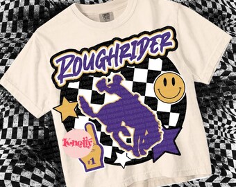 ORIGINAL DESIGNER- Retro Mascot -Purple Cowboy PNG - School Spirit