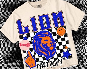 Cute Preppy- PNG File - LION NATION - Mascots-Blue Orange