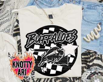 Retro Groovy Glitter Mascot- BUFFALOES PNG