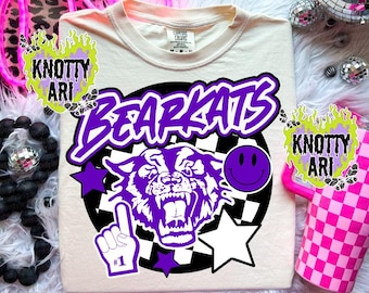 Retro Pop - Mascot-BEARKATS PNG - School Spirit Purple
