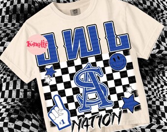 Retro Grunge Mascot- OWLS NATION PNG - School Spirit - blue