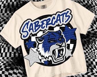 Retro Pop Colorful Mascot Sticker Preppy-Sabercats PNG